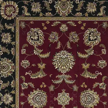 10' X 13' Red Black And Gold Floral Area Rug