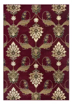 9' X 13' Red Beige And Brown Floral Area Rug