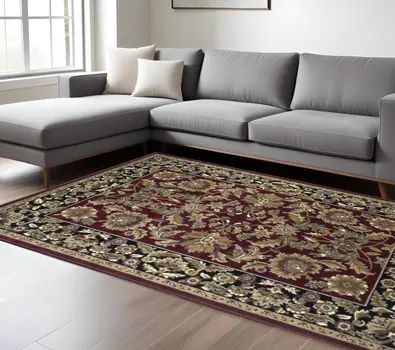 10' X 13' Red and Black Area Rug
