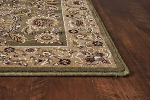 10' X 13' Green Taupe Machine Woven Floral Traditional Indoor Area Rug