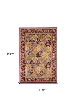 10' X 13' Red Beige And Black Quatrefoil Area Rug