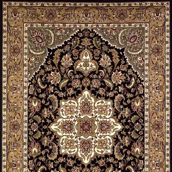 10' X 13' Black Beige Machine Woven Floral Medallion Indoor Area Rug