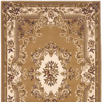 10' X 13' Beige Ivory And Brown Floral Medallion Area Rug