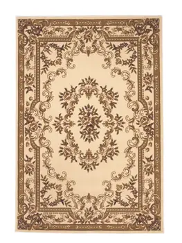 9' X 13' Beige And Brown Floral Medallion Area Rug