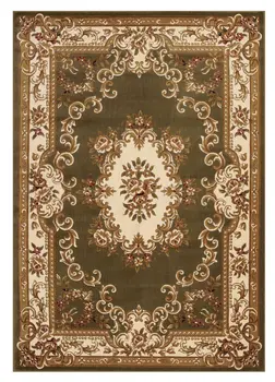 10' X 13' Green And Ivory Floral Medallion Area Rug