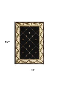 10' X 13' Brown and Black Oriental Area Rug