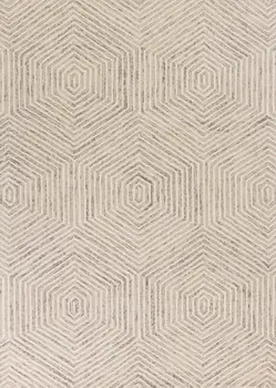 9' X 12' Sand Beige Wool Geometric Hand Tufted Area Rug