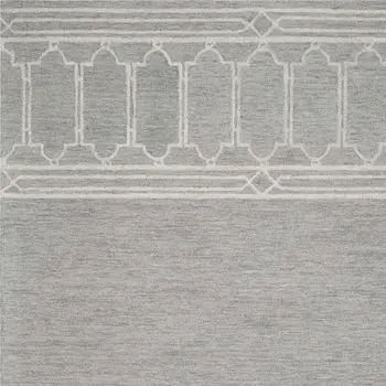 9' X 12' Gray And Light Gray Wool Geometric Hand Tufted Area Rug