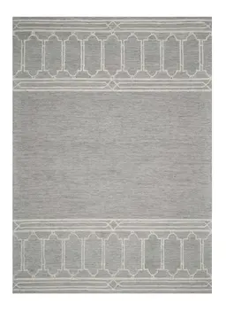 9' X 12' Gray And Light Gray Wool Geometric Hand Tufted Area Rug