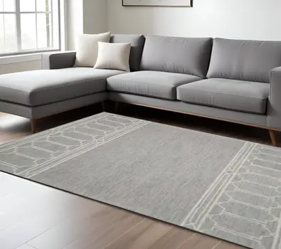 9' X 12' Gray And Light Gray Wool Geometric Hand Tufted Area Rug
