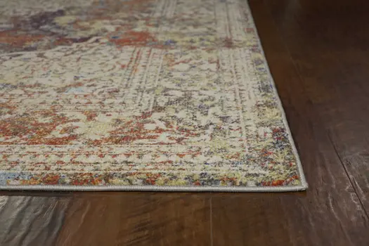 10' X 13' Ivory Blue and Orange Medallion Area Rug