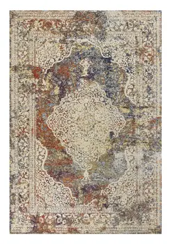 10' X 13' Ivory Blue and Orange Medallion Area Rug