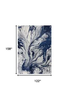 9' X 13' Blue Gray And Ivory Abstract Area Rug