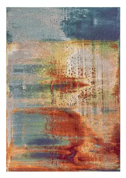 10' X 13' Blue Rust And Orange Abstract Area Rug