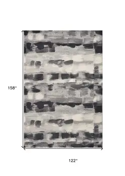 10' X 13' Shades Of Grey Machine Woven Abstract Brushstroke Indoor Area Rug