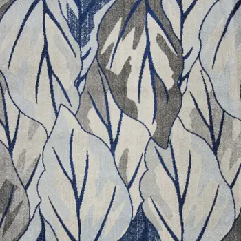 10' X 13' Gray And Navy Blue Botanical Leaves Area Rug