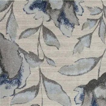 9' X 13' Blue And Gray Floral Area Rug
