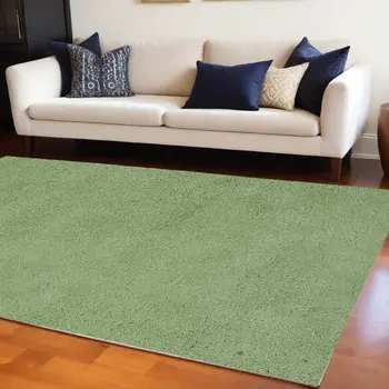 9' X 13' Green Hand Woven Area Rug