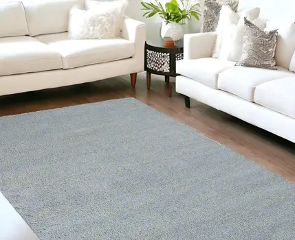 9' X 13' Blue Heather Indoor Shag Rug