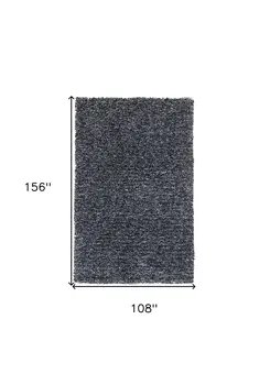 9' X 13' Black Abstract Shag Hand Woven Area Rug
