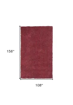 9' X 13' Red Shag Hand Woven Area Rug