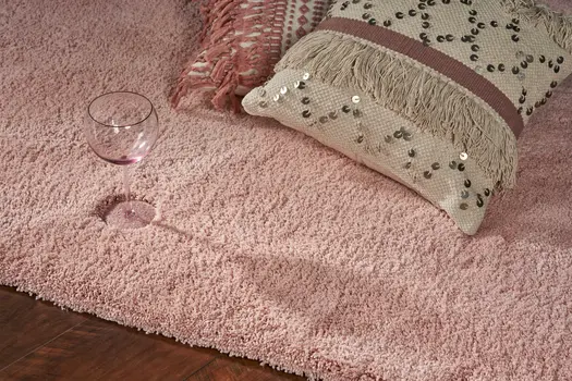 9' X 13' Pink Shag Hand Woven Area Rug