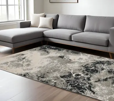9' X 13'  Polyester Silver Area Rug