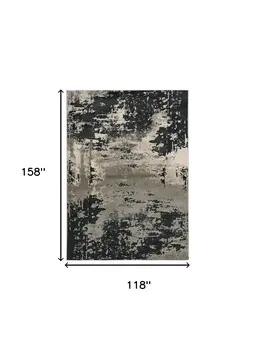 10' X 13' Silver And Charcoal Abstract Area Rug