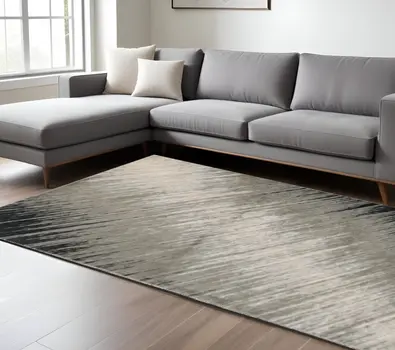 9' X 13'  Polyester Silver Grey Area Rug