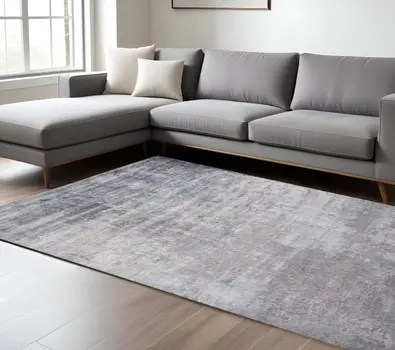 9' X 12' Gray Abstract Hand Loomed Area Rug