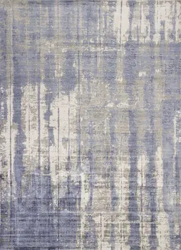 8' X 11' Blue and Gray Abstract Hand Loomed Area Rug