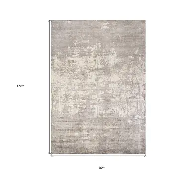 8' X 11' Beige Abstract Hand Loomed Area Rug