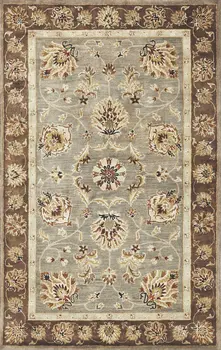 9' X 13' Gray Brown And Ivory New Zealand Lambs Wool Floral Hand Tufted Area Rug