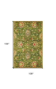 9' X 13' Wool Emerald Green Area Rug