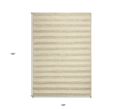 9' X 13' Wool White Area Rug
