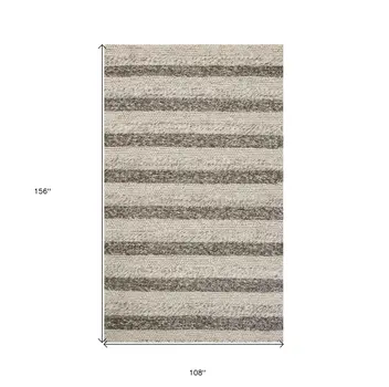 9' X 13' Wool Grey Or  White Area Rug