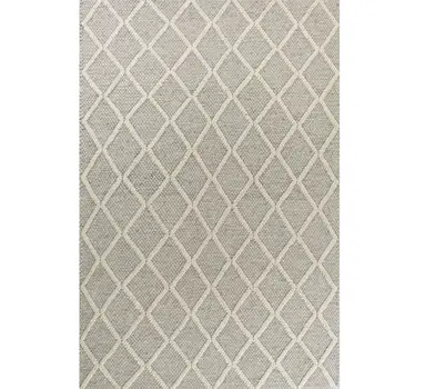 9' X 13' Grey Hand Woven Diamond Pattern Indoor Area Rug