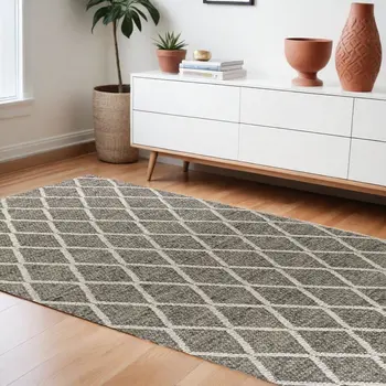 9' X 13' Wool Dark Grey Area Rug