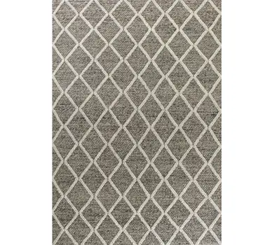 9' X 13' Wool Dark Grey Area Rug
