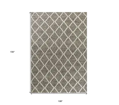 9' X 13' Wool Dark Grey Area Rug