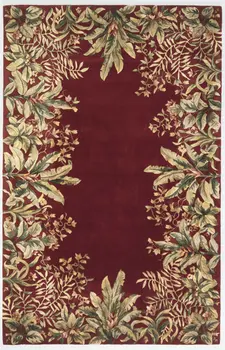 9' X 13' Ruby Red Wool Floral Hand Tufted Area Rug
