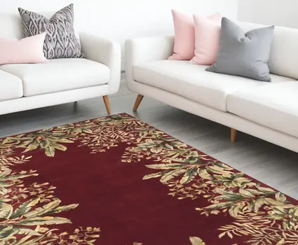 9' X 13' Ruby Red Wool Floral Hand Tufted Area Rug