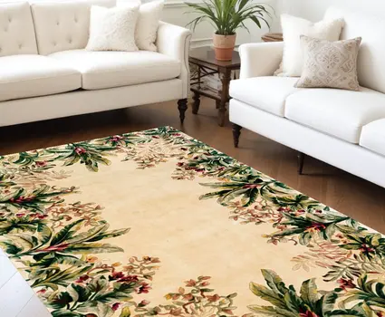 9' X 13' Ivory Wool Floral Hand Tufted Area Rug