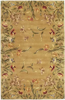 9' X 13' Golden Yellow Wool Floral Hand Tufted Area Rug