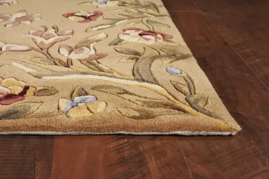 9' X 13' Golden Yellow Wool Floral Hand Tufted Area Rug