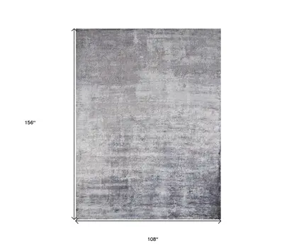 9' X 13' Light Gray Abstract Hand Loomed Area Rug