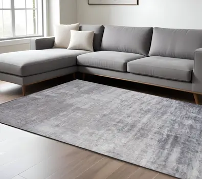 9' X 13' Light Gray Abstract Hand Loomed Area Rug