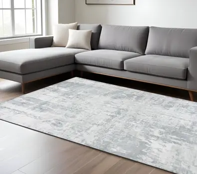9' X 13' Gray Abstract Hand Loomed Area Rug