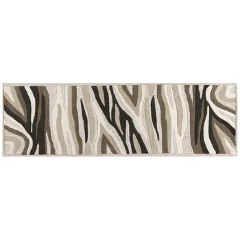 2' X 7' Natural Abstract Waves Wool Runner Rug