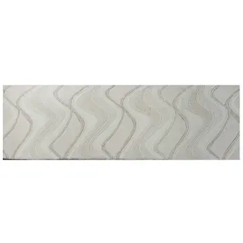 2' X 7' Ivory Abstract Waves Wool Runner Rug